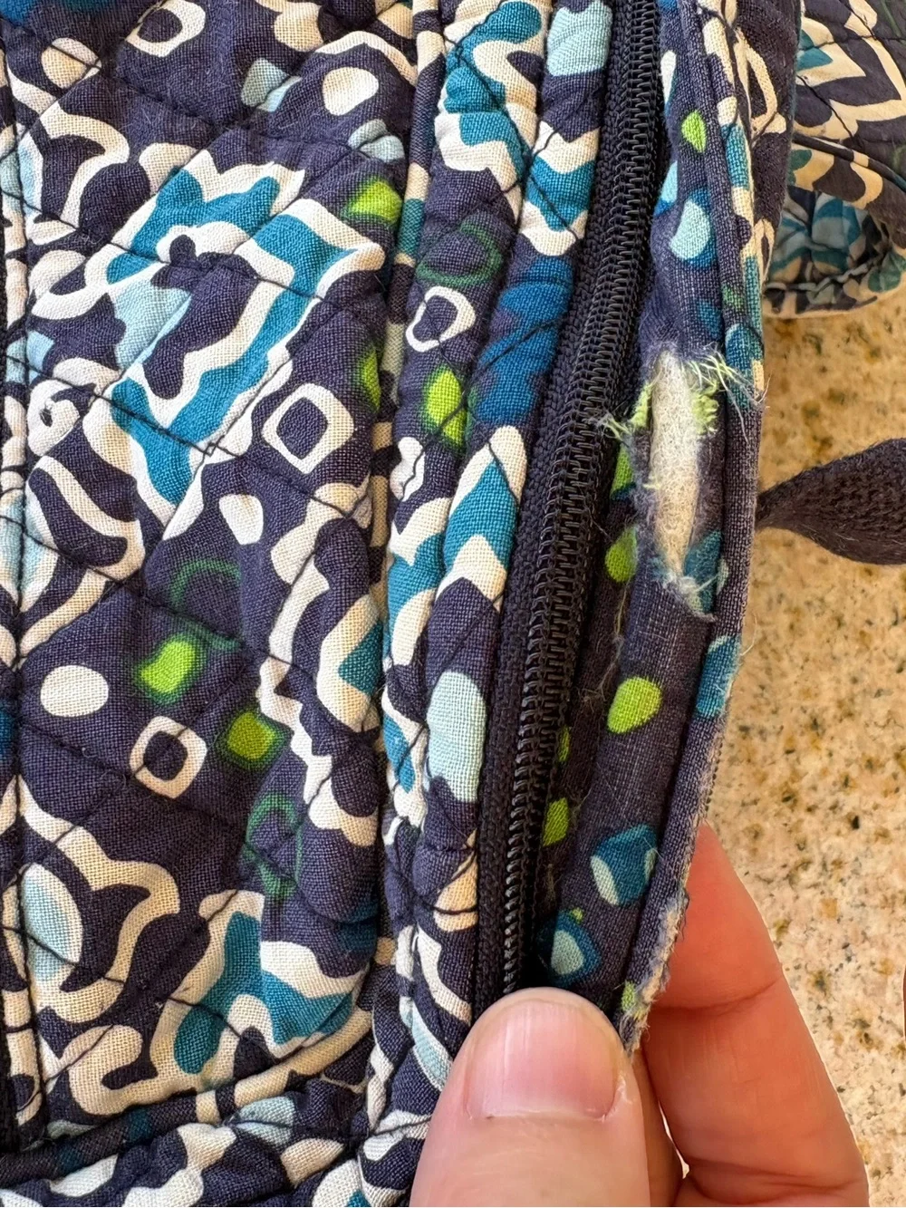 Vera Bradley Quilted Navy and Teal Patterned Women’s Campus Backpack Ink Blue